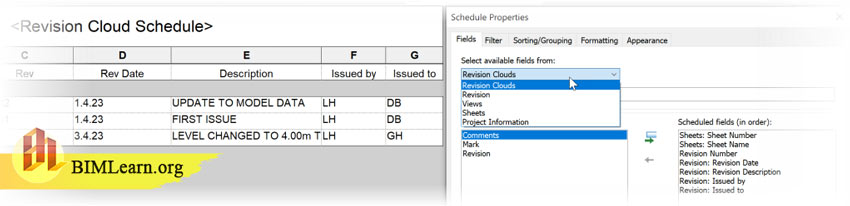 اضافه شدن Revision , Sheet , View ها در جدول متره برآورد